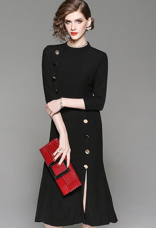 Tencel Dress W/ Button Detail