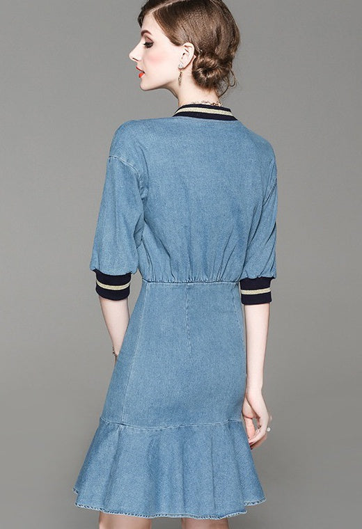 Denim Dress W/ Front Zipper