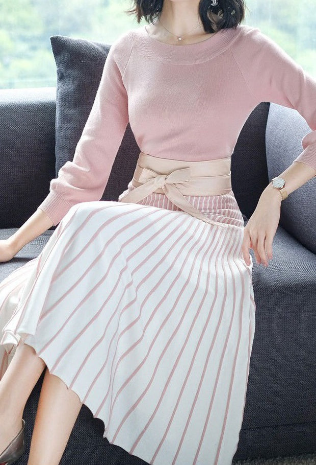 Pleated Tencel Dress W/ Belt