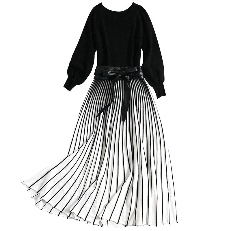 Pleated Tencel Dress W/ Belt