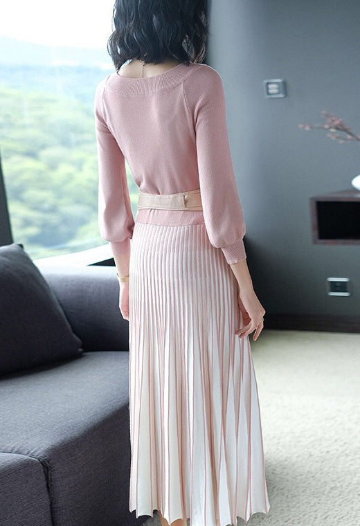 Pleated Tencel Dress W/ Belt