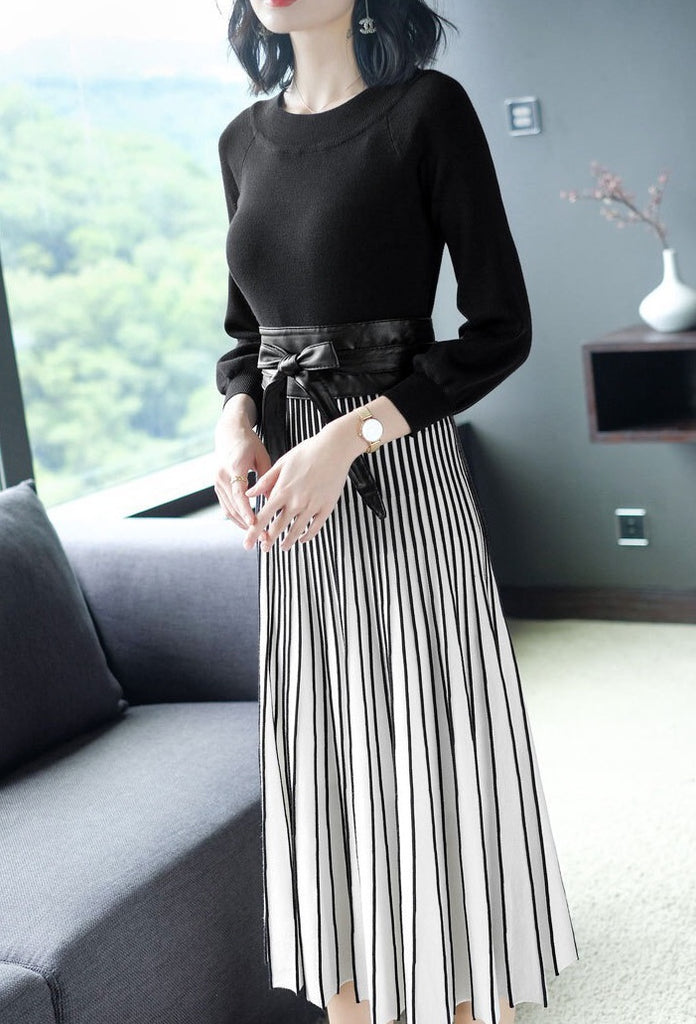 Pleated Tencel Dress W/ Belt