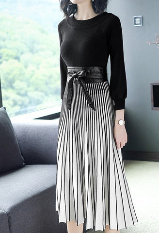 Pleated Tencel Dress W/ Belt