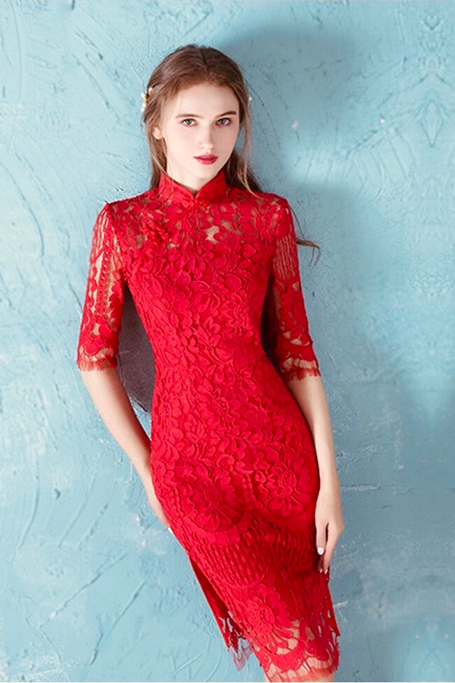 lace qipao dress Chinese Style Embroidery Dress Blue Lace Dress Cheongsam Qipao Women