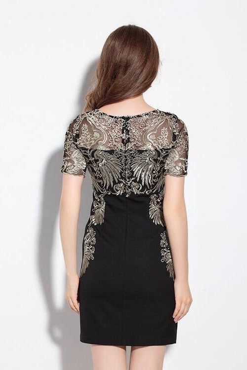 Gold Flower Sheath Dress