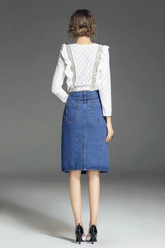 Lace Blouse W/ Ruffle Detail