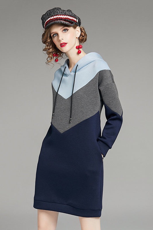 Color Block Sweatshirt Dress