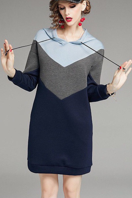 Color Block Sweatshirt Dress