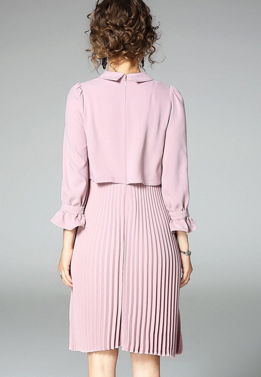 Pink Pleated Mini Dress