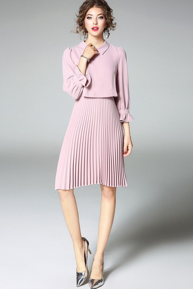 Pink Pleated Mini Dress