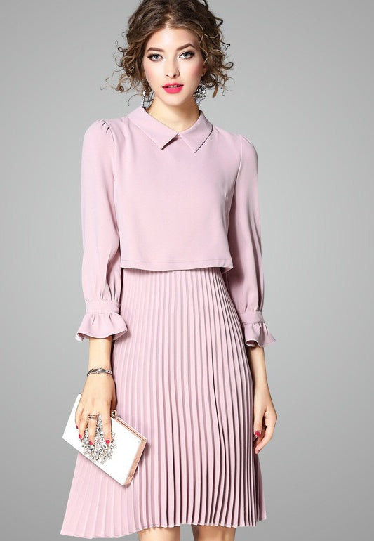 Pink Pleated Mini Dress