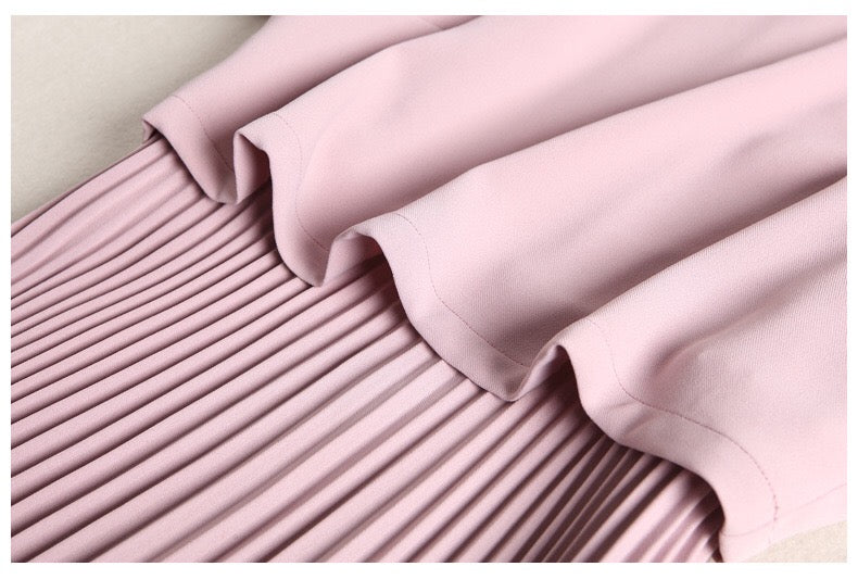 Pink Pleated Mini Dress