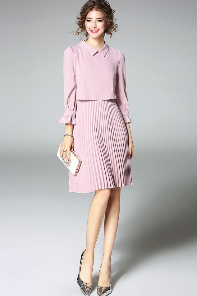 Pink Pleated Mini Dress