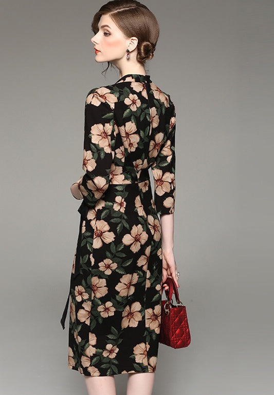 V Neck Floral Print Dress