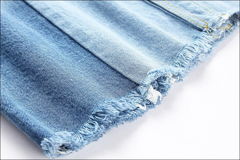 Color Block Denim Skirt