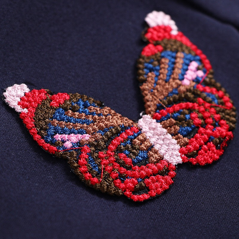 Butterfly Embroidered Midi Dress