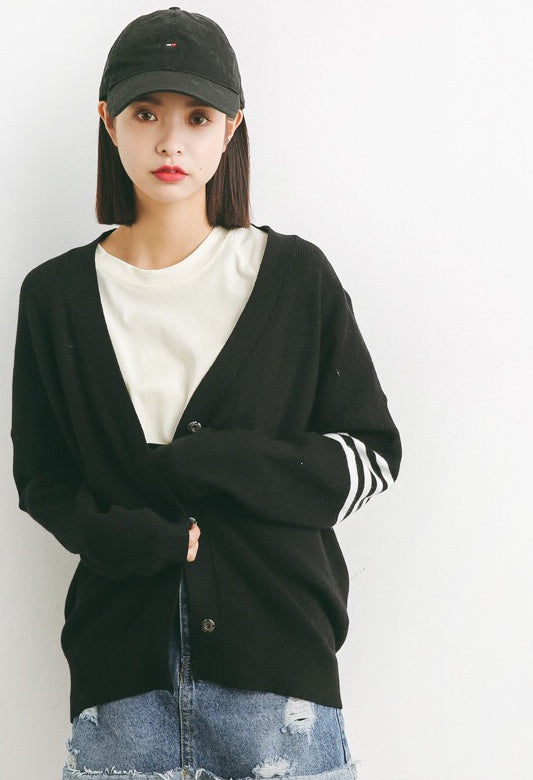 Oversized Cardigan W/ Stripe