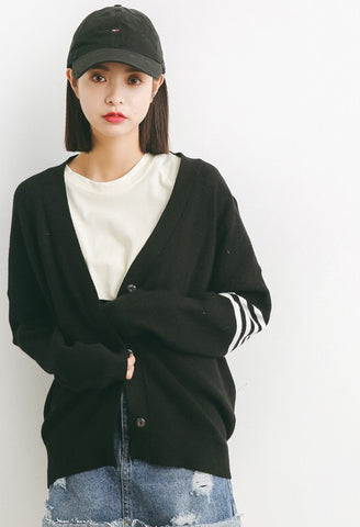 Oversized Cardigan W/ Stripe