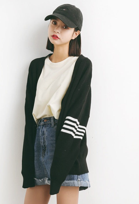 Oversized Cardigan W/ Stripe