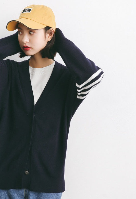 Oversized Cardigan W/ Stripe