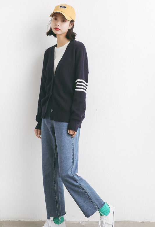 Oversized Cardigan W/ Stripe