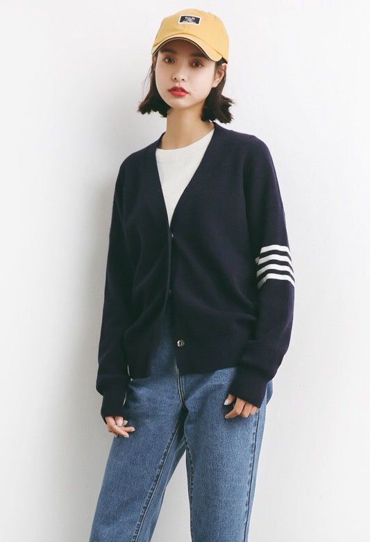Oversized Cardigan W/ Stripe