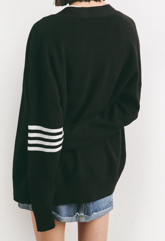 Oversized Cardigan W/ Stripe