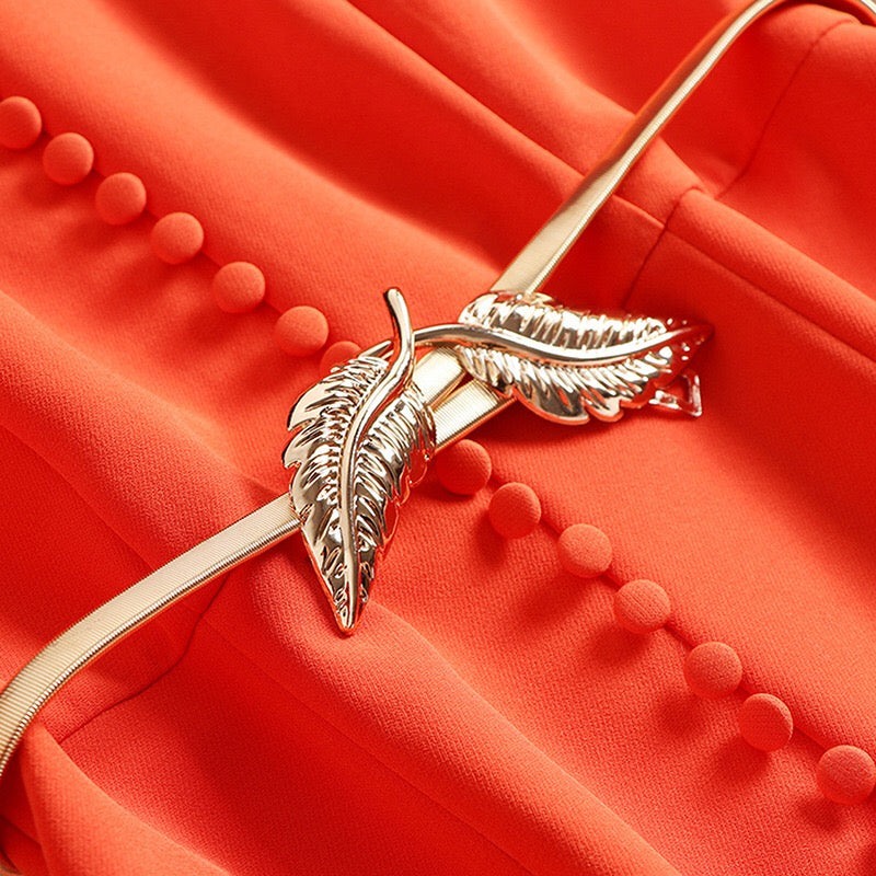 Fishtail Midi Dress W/ Gold Belt