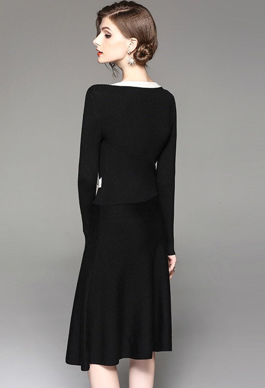 Bow Tie Black Sweater Dress