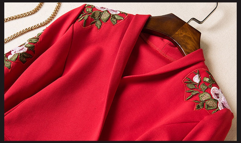 Floral Embroidered Midi Dress