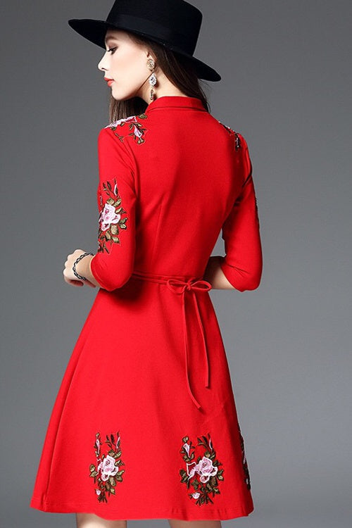 Floral Embroidered Midi Dress