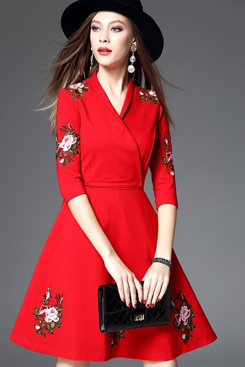 Floral Embroidered Midi Dress