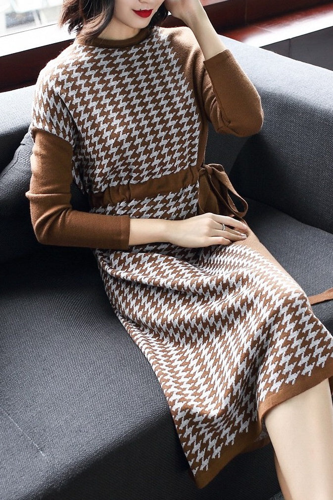 Houndstooth Sweater Dress
