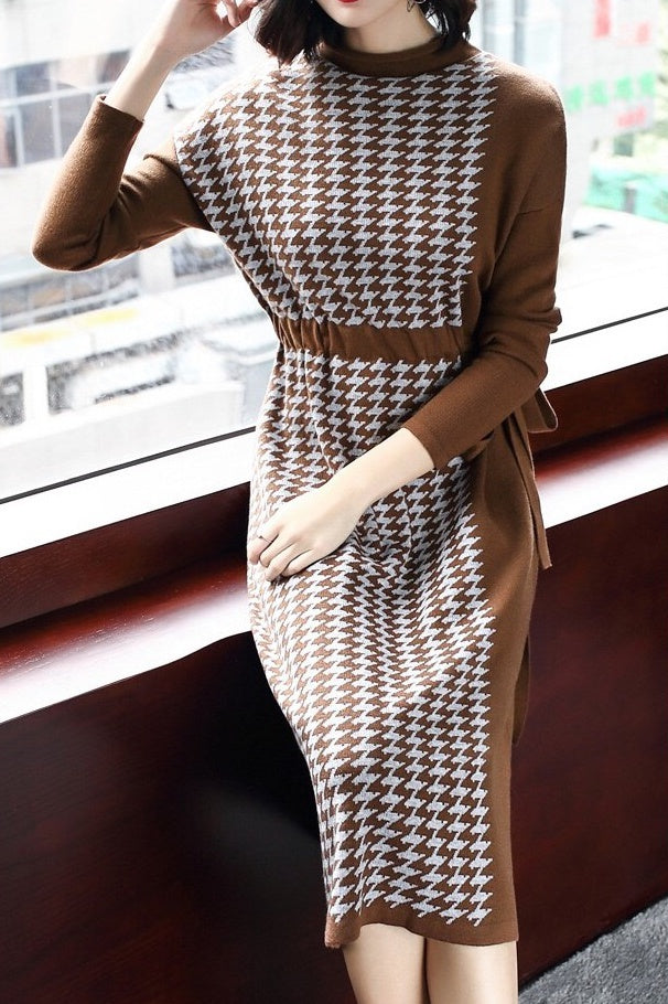Houndstooth Sweater Dress