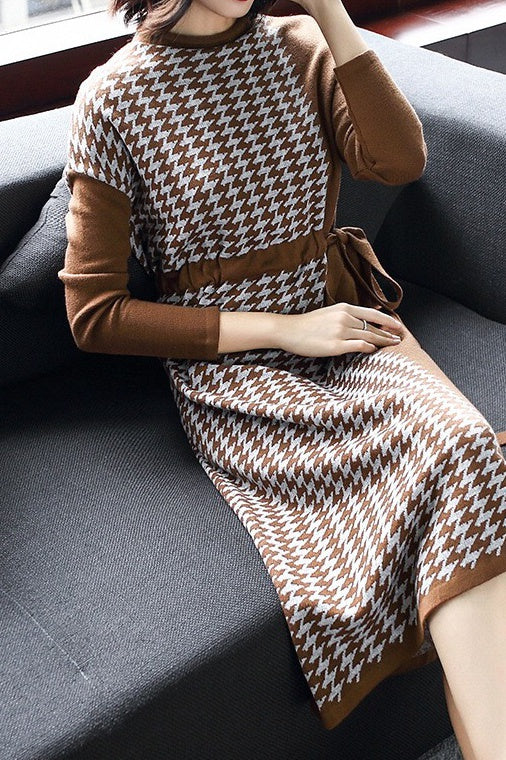 Houndstooth Sweater Dress