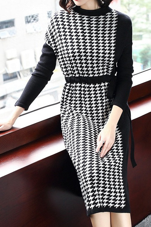 Houndstooth Sweater Dress