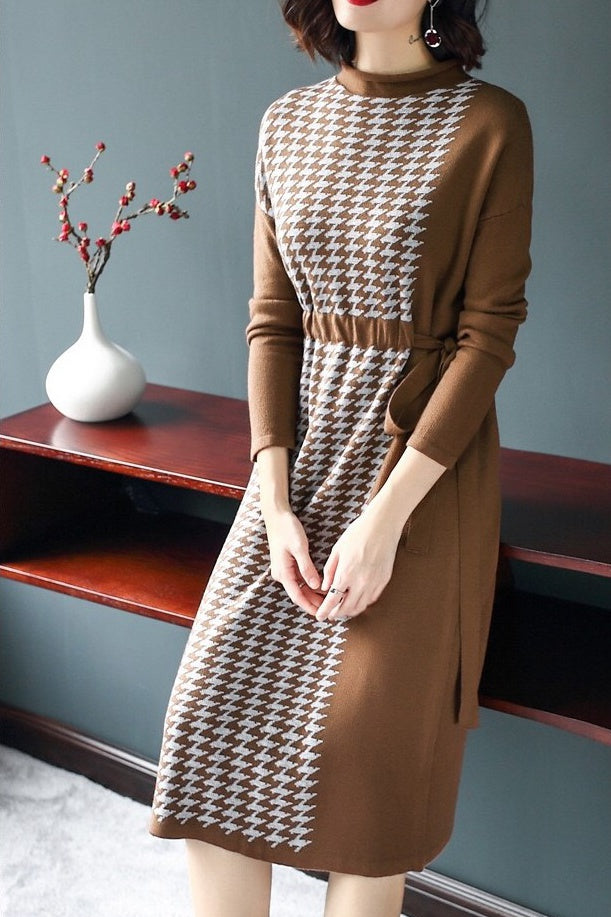 Houndstooth Sweater Dress