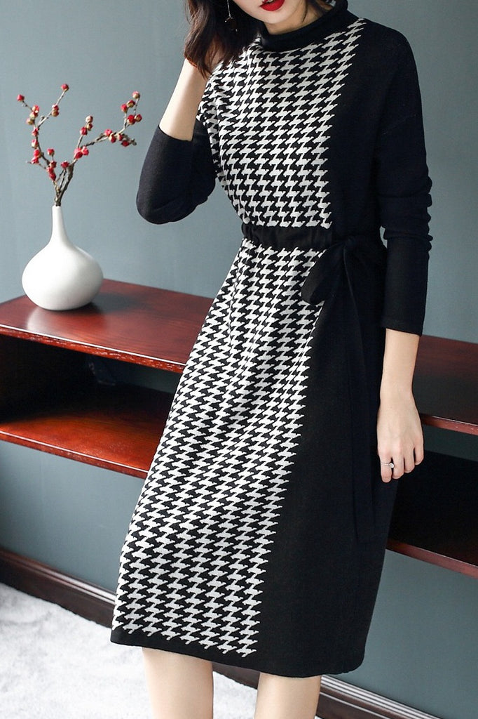 Houndstooth Sweater Dress