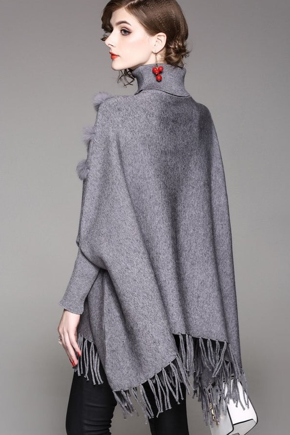 Dolman Sleeve Sweater W/ Fringe