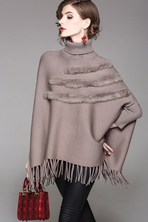 Dolman Sleeve Sweater W/ Fringe