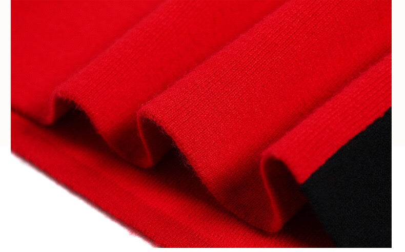 Color Block Rabbit Hair Viscose Dress