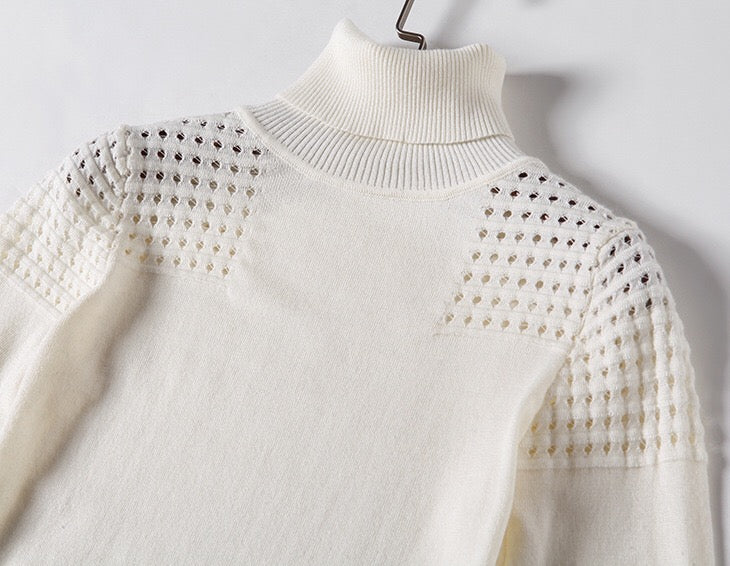 High Neck Sweater W/ Laser Cutout