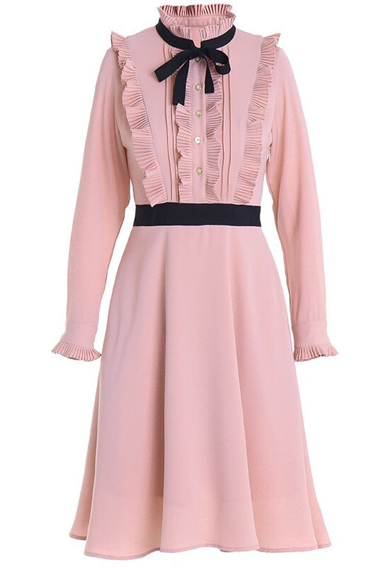 Pink Dress W/ Front Ruffle