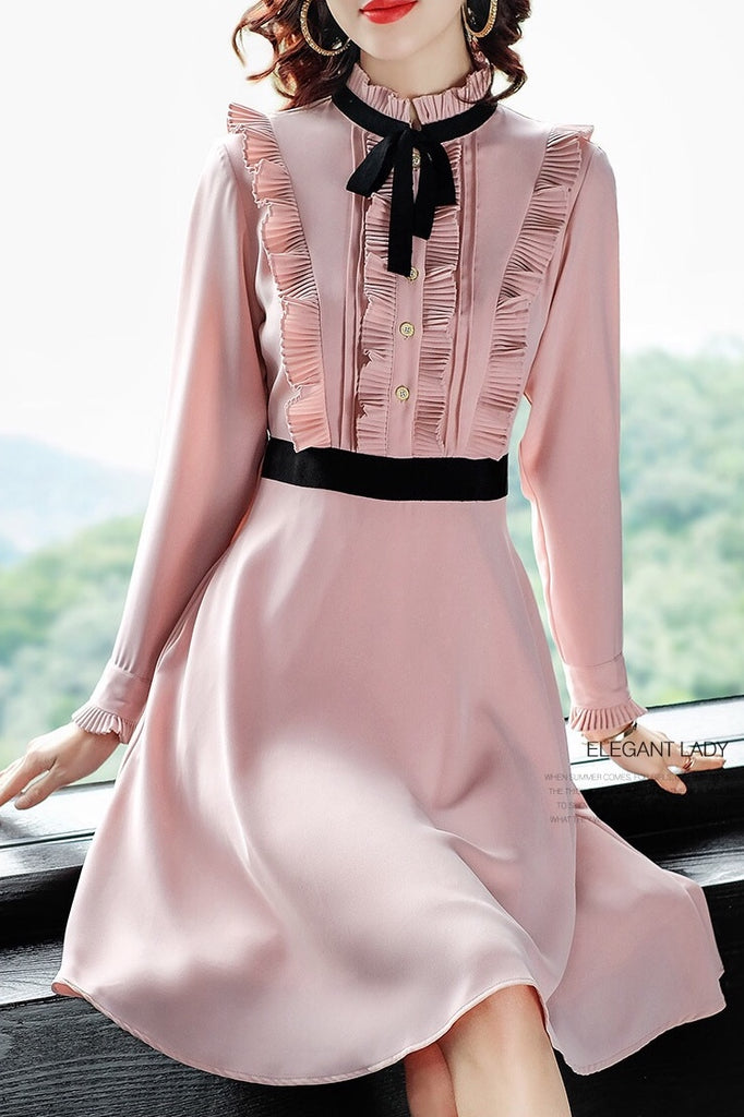 Pink Dress W/ Front Ruffle