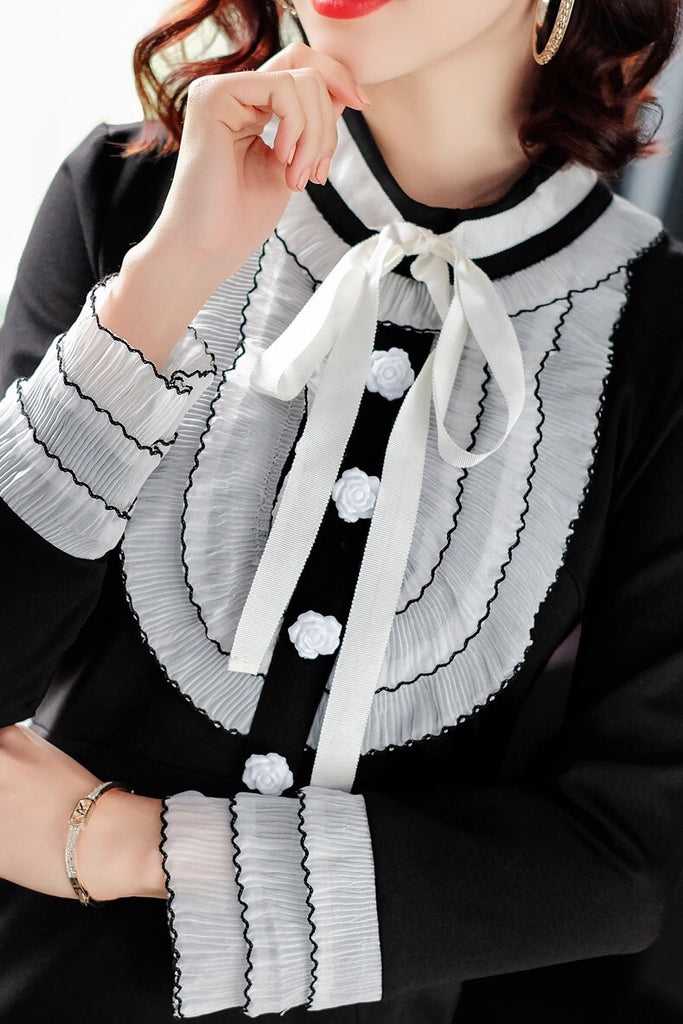 Black and White Dress W/ Ruffle