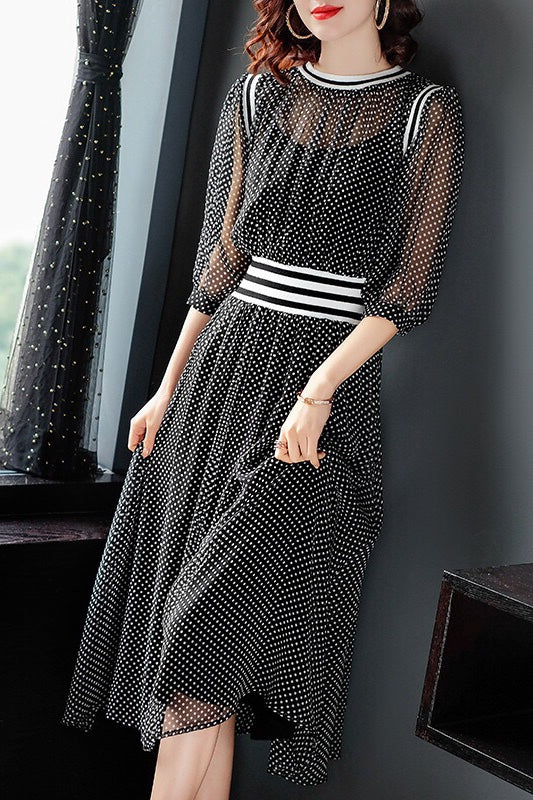 Black Polka Dot Silk Dress