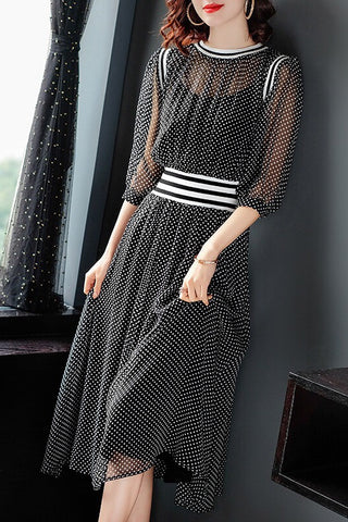 Black Polka Dot Silk Dress