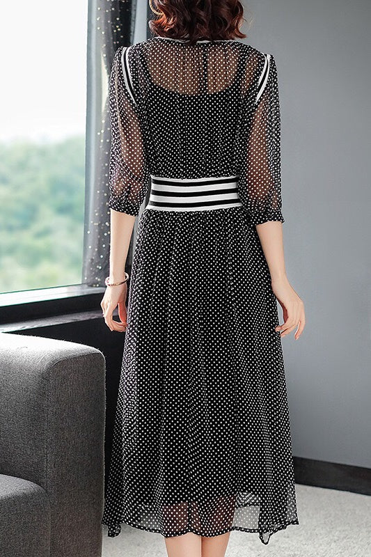 Black Polka Dot Silk Dress