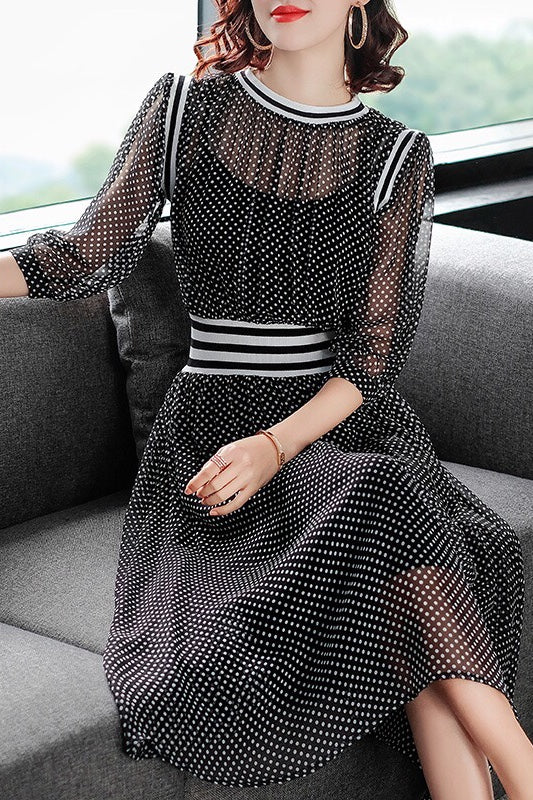 Black Polka Dot Silk Dress