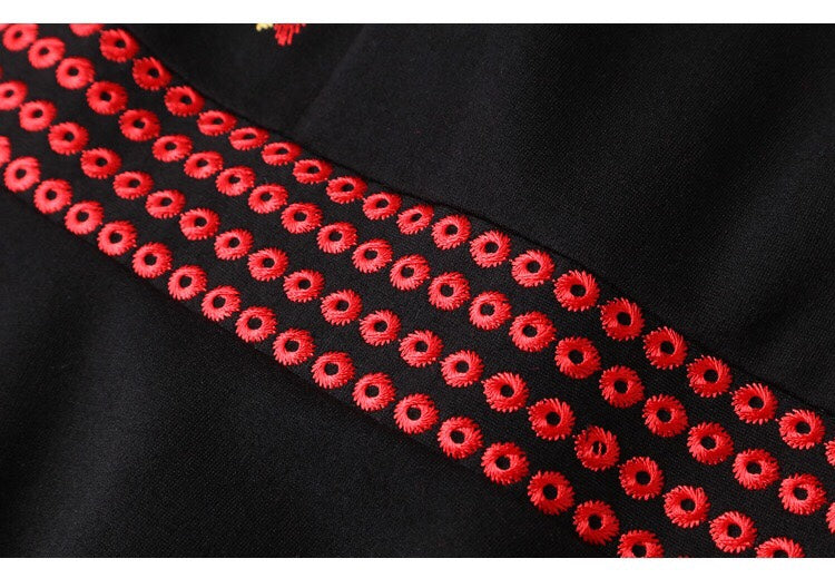 Black Dress W/ Floral Embroidery